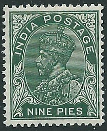 INDIA 1932-36 GV 9p deep green SG233b fine mint lightly hinged.............45873