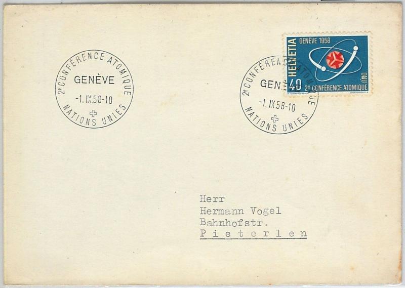 57799 -  NUCLEAR ENERGY -  SWITZERLAND - POSTAL HISTORY: POSTMARK  on COVER 1958