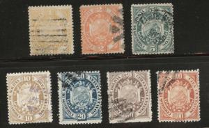 Bolivia Scott 40-46 Used 1894 Arms stamp set CV$75