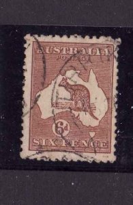 Australia-Sc#49-used-6p yellow brown Kangaroo-1923-