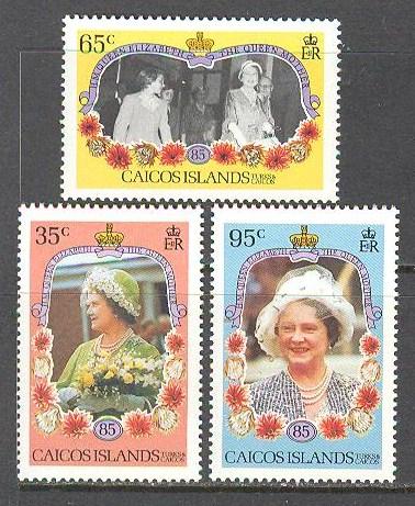 CAICOS ISL. Sc# 74 - 76 MNH FVF Set of 3 Queen Elizabeth