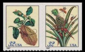 1997 32c Merian Botanical Prints, Pair Scott 3128-29 Mint F/VF NH