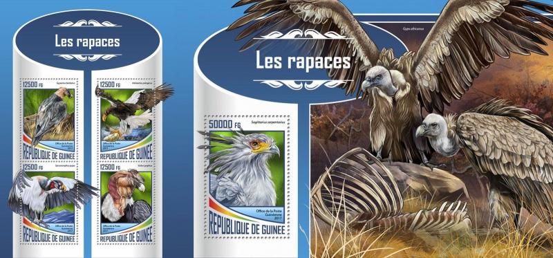 Z08 IMPERF GU17513ab Guinea 2017 Birds of Prey MNH ** Postfrisch Set