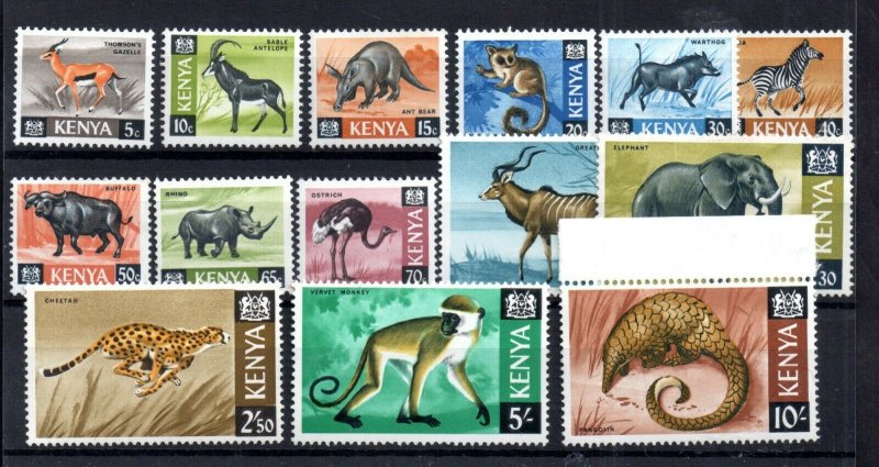 Kenya 1966-71 Animals LHM Part Set to 10/- (14V) WS16003