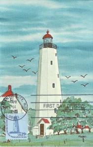 1605 29c SANDY HOOK LIGHTHOUSE - American post card