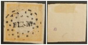 O) 1868 PERU, COAT OF ARMS EMBOSSED SCT 15 1p orange, PAPER FOLD, NICE CANCELLA 