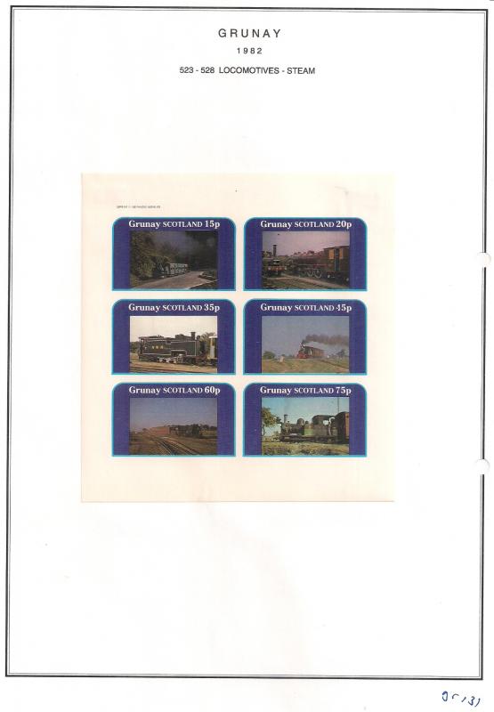 SCOTLAND - GRUNAY - 1982 - Steam Locos #2 - Imperf 6v Sheet - MLH