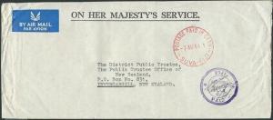 FIJI 1964 OHMS cover POSTAGE PAID IN CASH SUVA cds.........................41556