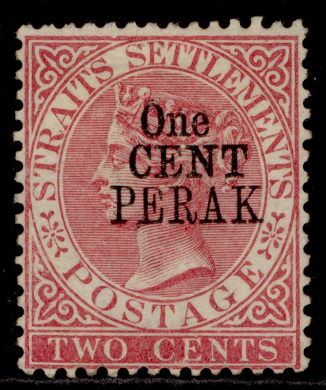 MALAYSIA - Perak QV SG35b, 1c on 2c bright rose, M MINT. Cat £30. 