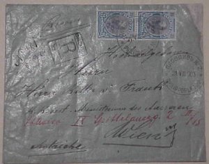 BULGARIA  REGISTERED COVER 1905 PHILIPPOPLE B/S BESTELLT & WEIN