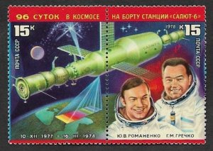 SMI) 1978 URSS, SPACE, Salyut 6 - Soyuz and astronauts Yu. V. Romanenko