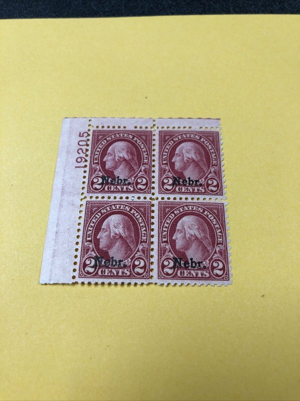 1929 Sc#660 Kansas Overprint 2cent plate block of 4- Lightly Hinged / F - VF.