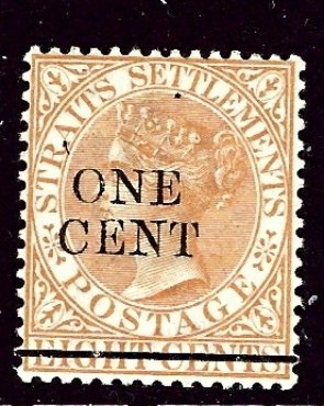 Straits Settlements 80 MH 1892 surcharge    (ap3197)