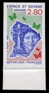 France, 1950-Present #2483 (YT 2948) Cat€350, 1995 Ariane Rocket, imperf. s...