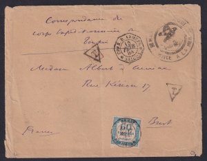 France, Scott J10 (Yv TT9), 1884 military cover FROM TONKIN, Roumet cert