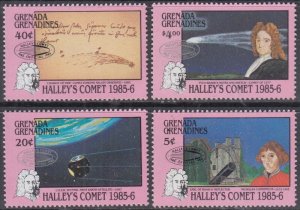 GRENADA GRENADINES Sc # 787-90 MNH CPL SET of 4 - HALLEY's COMET, with OVERPRINT