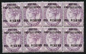 Niger Coast Protectorate SG2 1892-94 1d Lilac Block of 8 with Opt M/M