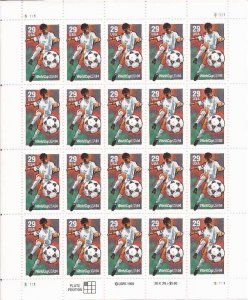 US Stamp - 1994 29c World Cup Soccer - 20 Stamp Sheet - Scott #2834