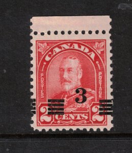 Canada #191aii Very Fine Never Hinged Shifted Surcharge Variety