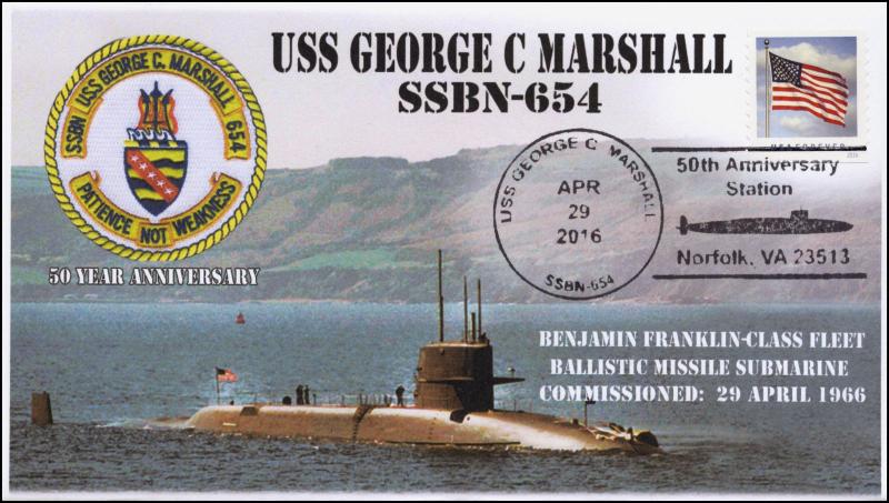 2016, USS George C Marshall, Submarine, SSBN-654, Pictorial, 50th Anniv, 16-126