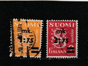 Finland  Scott#  221-222  Used  (1940 Surcharged)