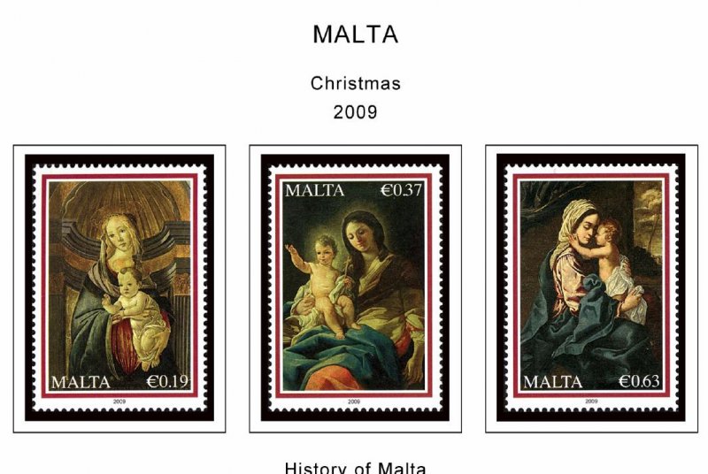 MALTA STAMP ALBUM PAGES 1860-2011 (196 PDF color illustrated pages)