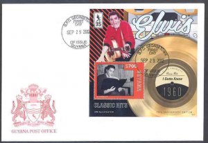 GUYANA 2012 ELVIS PRESLEY 'I GOTTA KNOW' CLASSIC HITS   SOUVENIR SHEET FDC