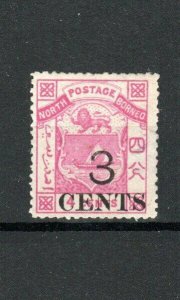 North Borneo 1886 3c on 4c surcharge perf 14 MH