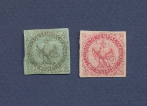 FRENCH COLONIES - Scott 1 and Scott 6 - pen cancel - TWO SCANS