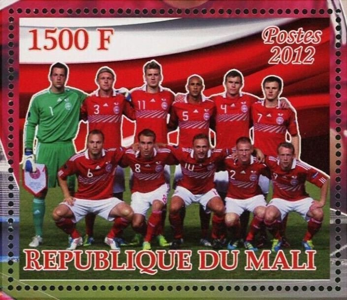 Nicklas Bendtener Soccer European Championship 2012 Denmark Sov. Sheet of 2 MNH
