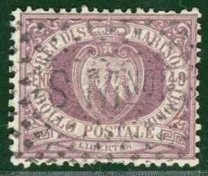 SAN MARINO Classic Stamp Scott.17 40c Violet (1877-99) Used Cat $125 3RGREEN34