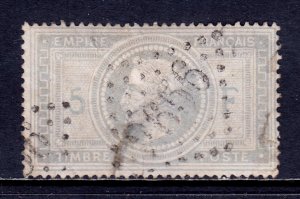 FRANCE — SCOTT 37 — 1869 5fr NAPOLEON III — USED — SCV $800