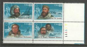 #2220-3 Arctic Explorers Plate Block Block Mint NH