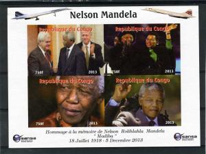 Congo 2013 Mandela-Clinton-Concorde Sheet Imperforated mnh.vf