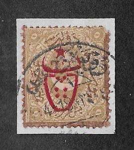 Turkey Sc #J76    5pi bister  brown used on piece  FVF