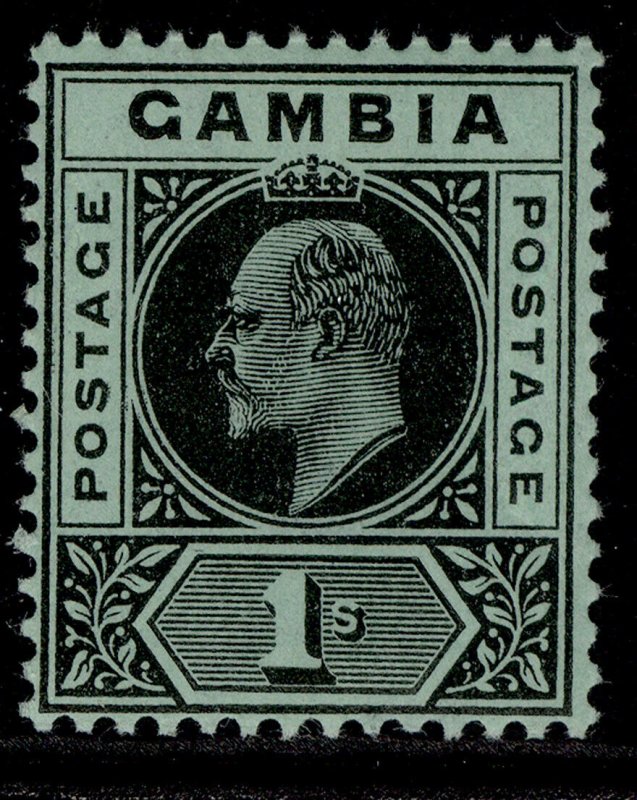 GAMBIA EDVII SG81, 1s black/green, NH MINT.