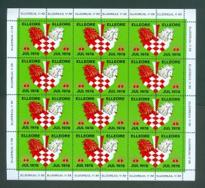 Denmark. Elleore 1978. Local. Christmas Sheet MNH. Lion Cubs, Hearts.Perforated.