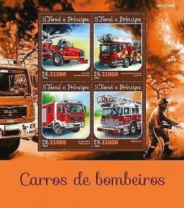 2016 S.Tome&Principe - Fire Engines. Michel Code: 6661-6664. Scott Code: 3084