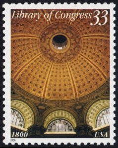 SC#3390 33¢ Library of Congress Single (2000) MNH