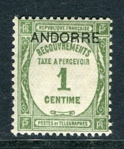 ANDORRA; 1930s early postage due Mint hinged 1c. value