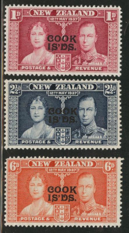 Cook Islands Scott 109-111 MH* 1937 overprint set 