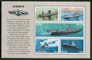 2000 SUBMARINES booklet pane Sc 3377a  SELVAGE 1 PANE CV $15