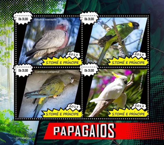 SAO TOME - 2019 - Parrots - Perf 4v Sheet - MNH