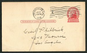 1918 WWI Era Postal Card Los Angeles Public Library Overdue Notice Within The La