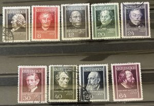 Austria #'s 156-164 Used Set- SCV=$18.00*
