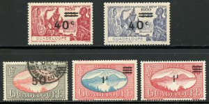 Guadeloupe Scott 159-163 - 1943 Surcharges Set - SCV $6.05