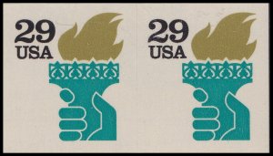 US 2531Ad Liberty Torch 29c ATM horz pair overall tagging MNH 1992