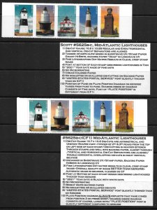 NEW! Lighthouses Horiz.Strip of 5 Scott #5625b(CF1) WIth Genuine #5625b & Tabs