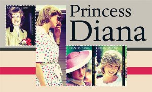 Uganda 2012 - PRINCESS DIANA 15TH MEMORIAL ANNIVERSARY - Sheet of 3 - MNH