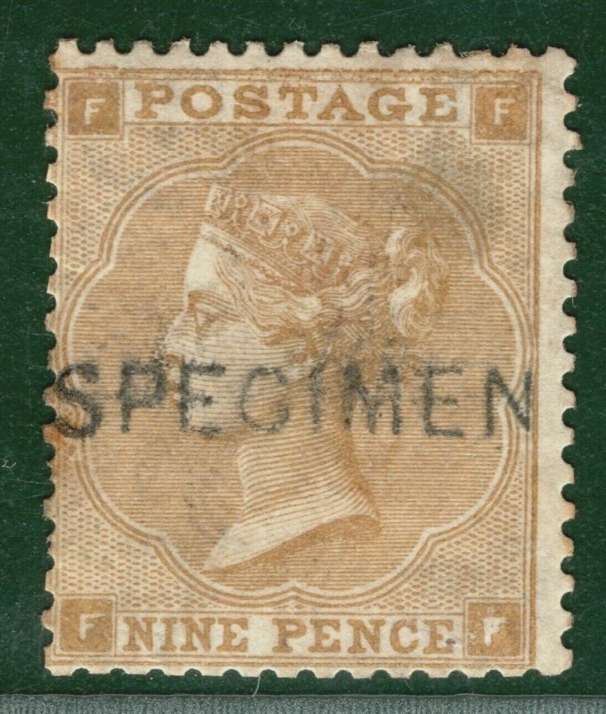 GB QV Stamp SG.86s 9d Bistre (Plate 2) (1862) SPECIMEN Mint MM Cat £750- ORED29
